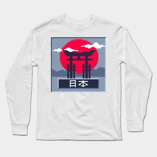 Japanese on pixel Long Sleeve T-Shirt